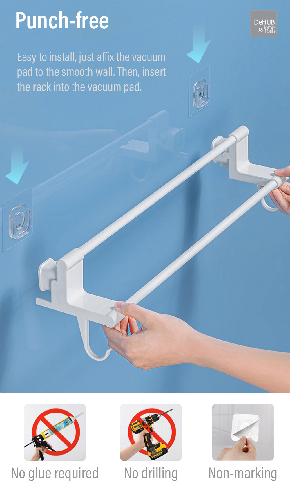 KOREA DeHUB Vacuum Pad Towel Hanger-2